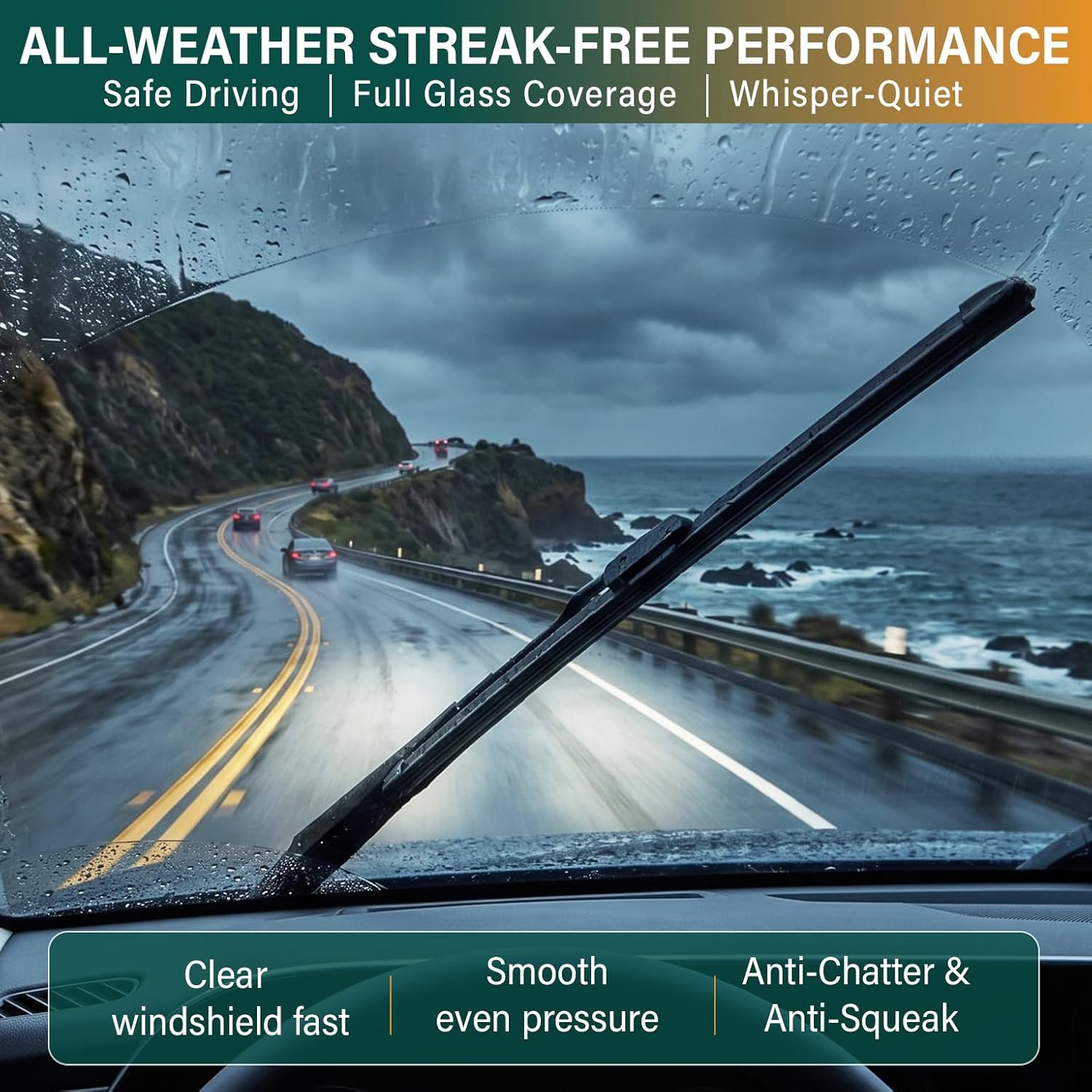 Thumbnail 5 de KVQ Windshield Wiper Blades Replacement for Honda CR-V 2007-2011 — 26"/16"/14" Front & Rear Set (3) with Graphite + Micro-PTFE Coating