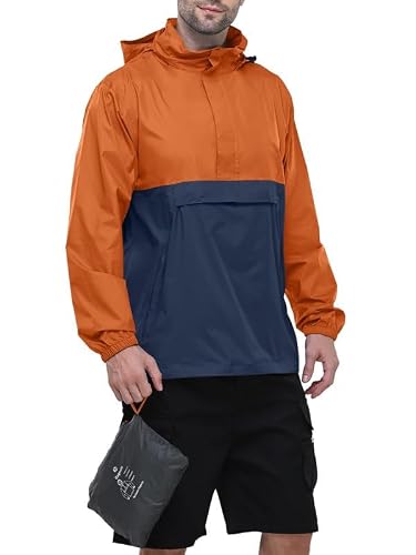 Detalle de Outdoor Ventures Men's Waterproof Rain Jacket Packable Hooded Pullover