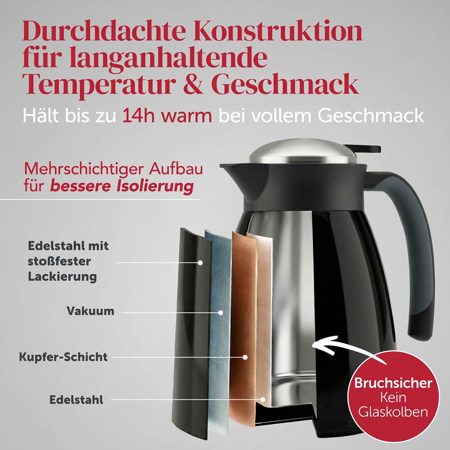 Detalle de Thermoskanne 2 Liter Thermoskanne von Blumtal