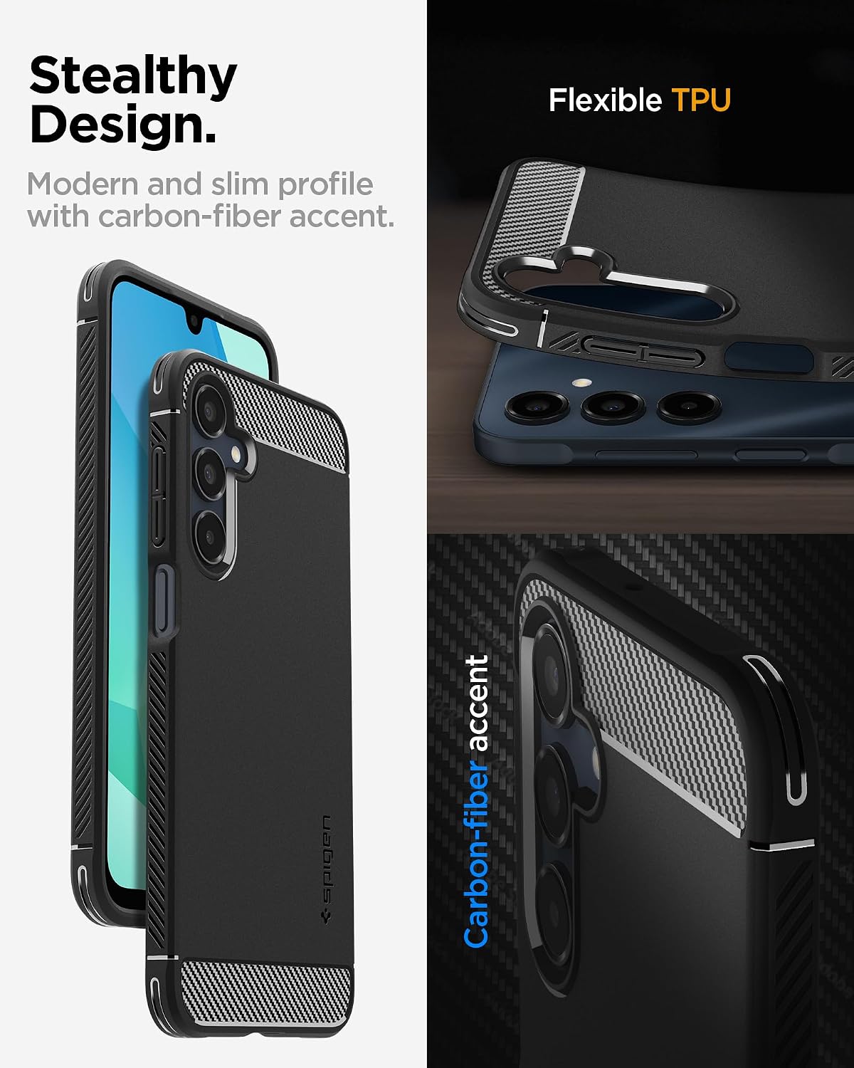 Detalle de Spigen Rugged Armor pour Samsung Galaxy A16 (4G/5G) — coque noire mate