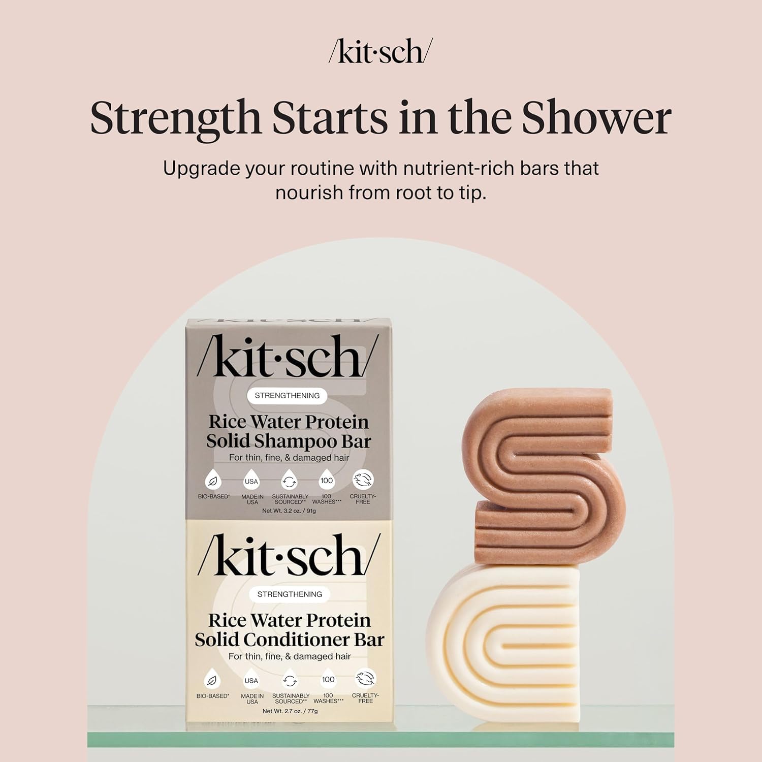 Thumbnail 5 de Kitsch Rice Water Shampoo & Conditioner Set – Solid Bar Duo for Hair Growth, Strength & Repair