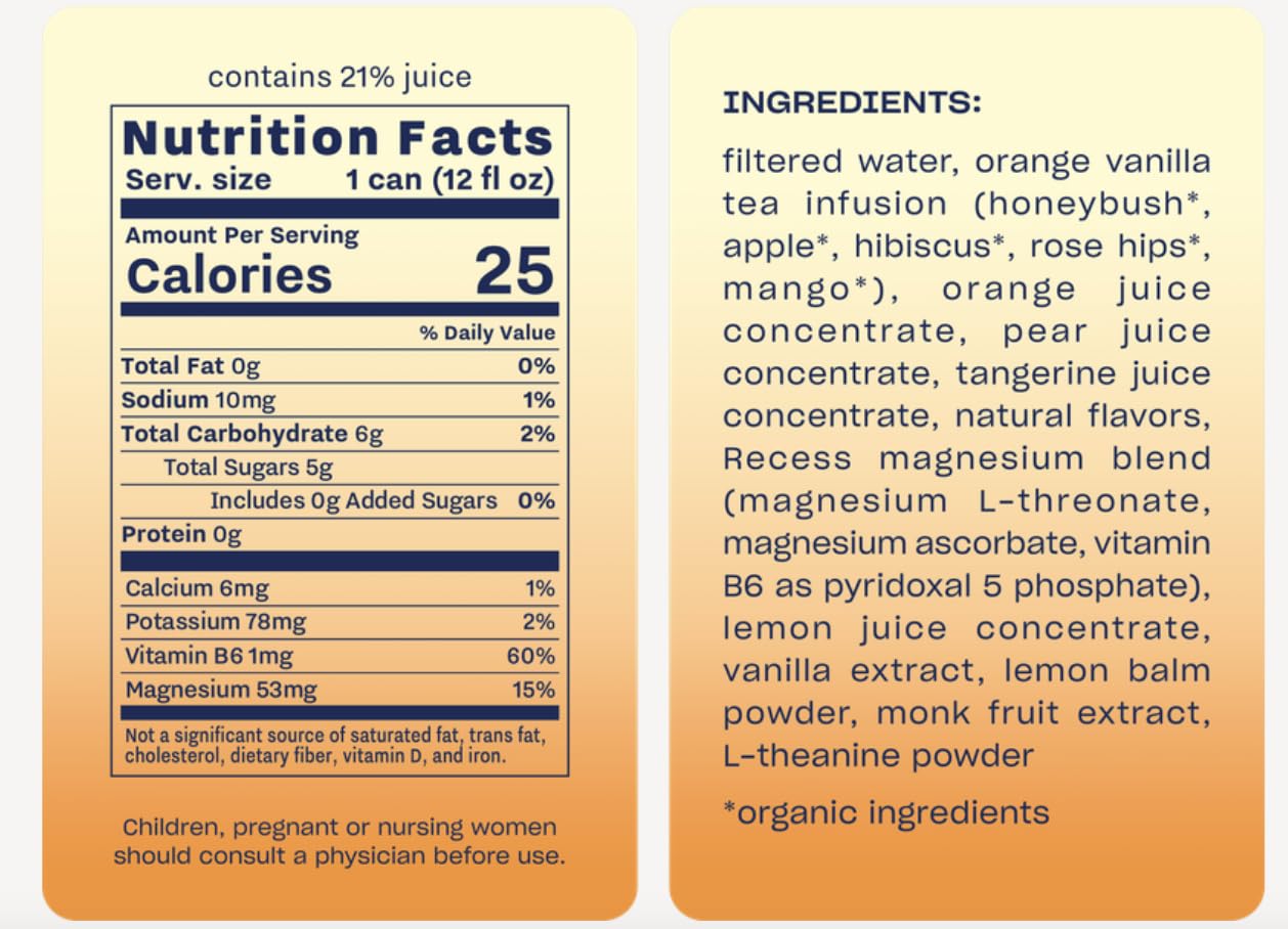 Thumbnail 1 de Recess Mood Orange Vanilla Magnesium Sparkling Water Drink (12 oz, 12-Pack)