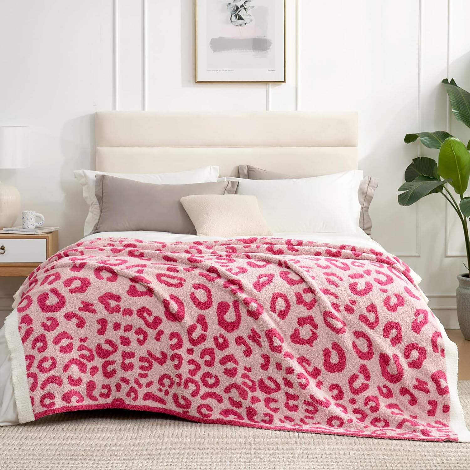 Detalle de Snuggle Sac SnuggleSacHeather Reversible Leopard Throw, Microfiber, 60" x 80