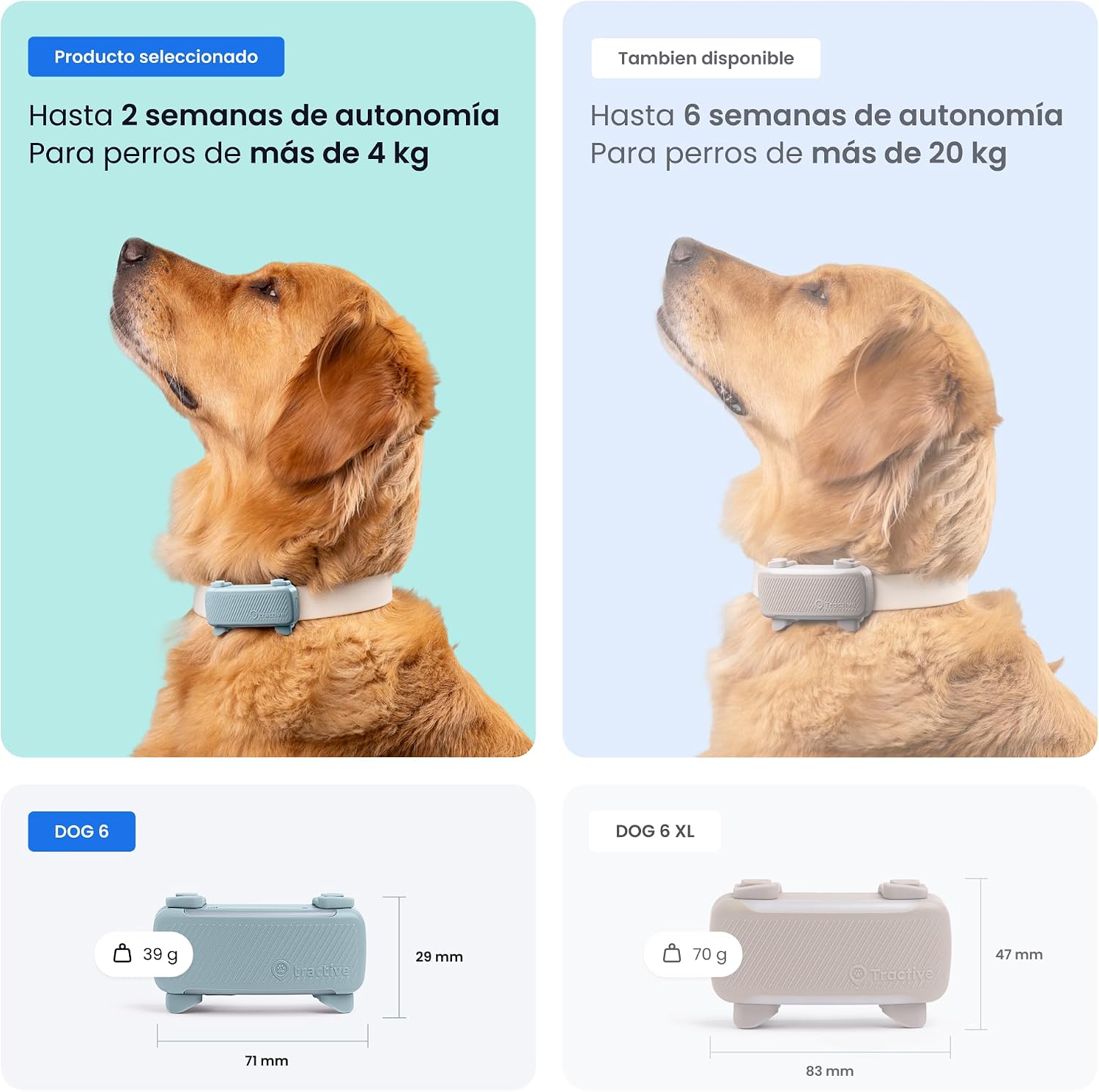 Detalle de Tractive GPS perros 2025 Edición — Localización en tiempo real, salud y alertas de fuga