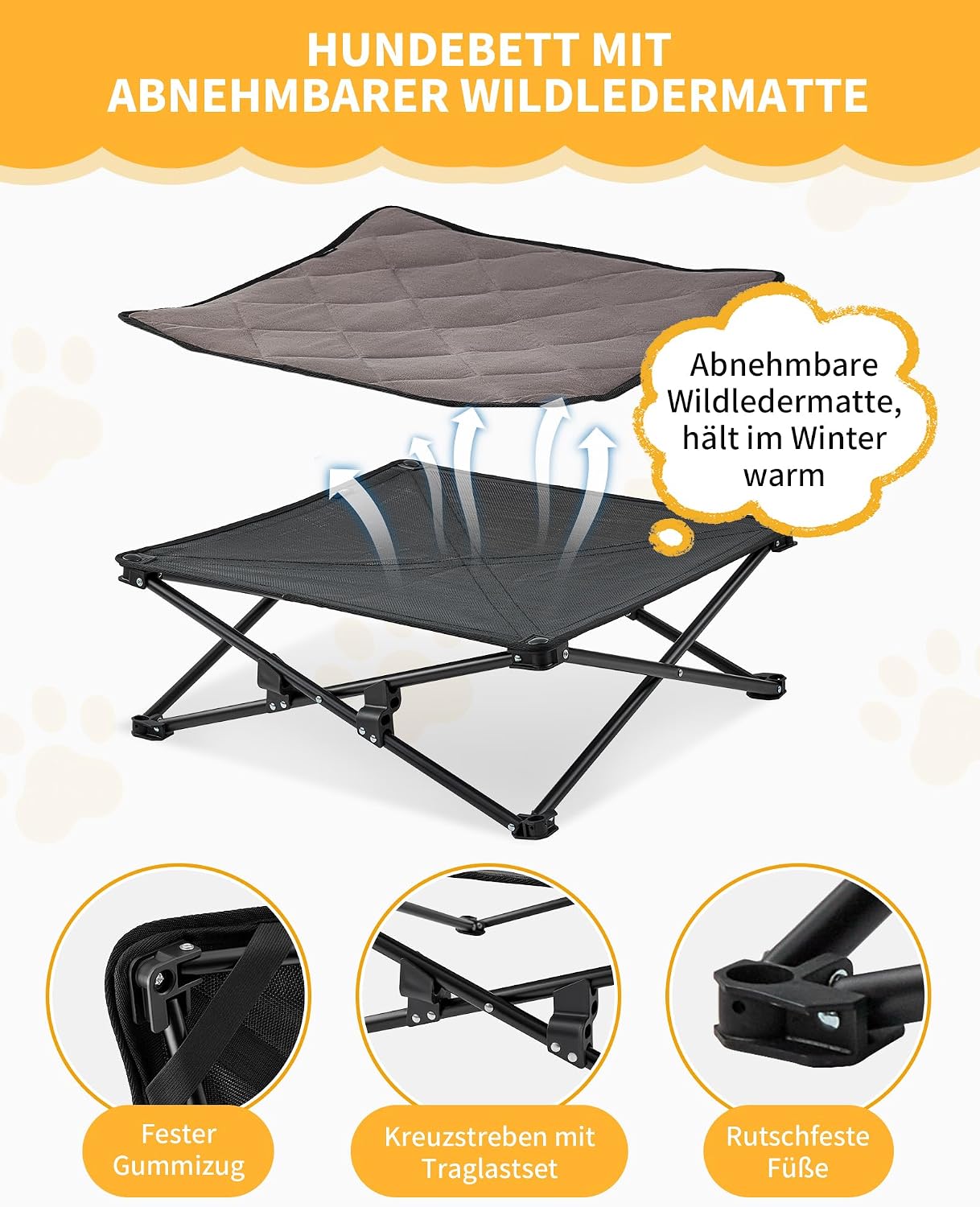 Detalle de KingCamp Hundebett 77 x 77 x 30 cm