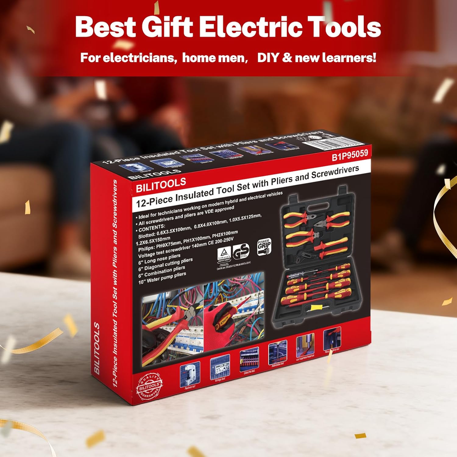 Thumbnail 6 de BILITOOLS 12 Pièces Coffret Outils Électrique VDE 1000V isolé – Tournevis et pinces pour électricien