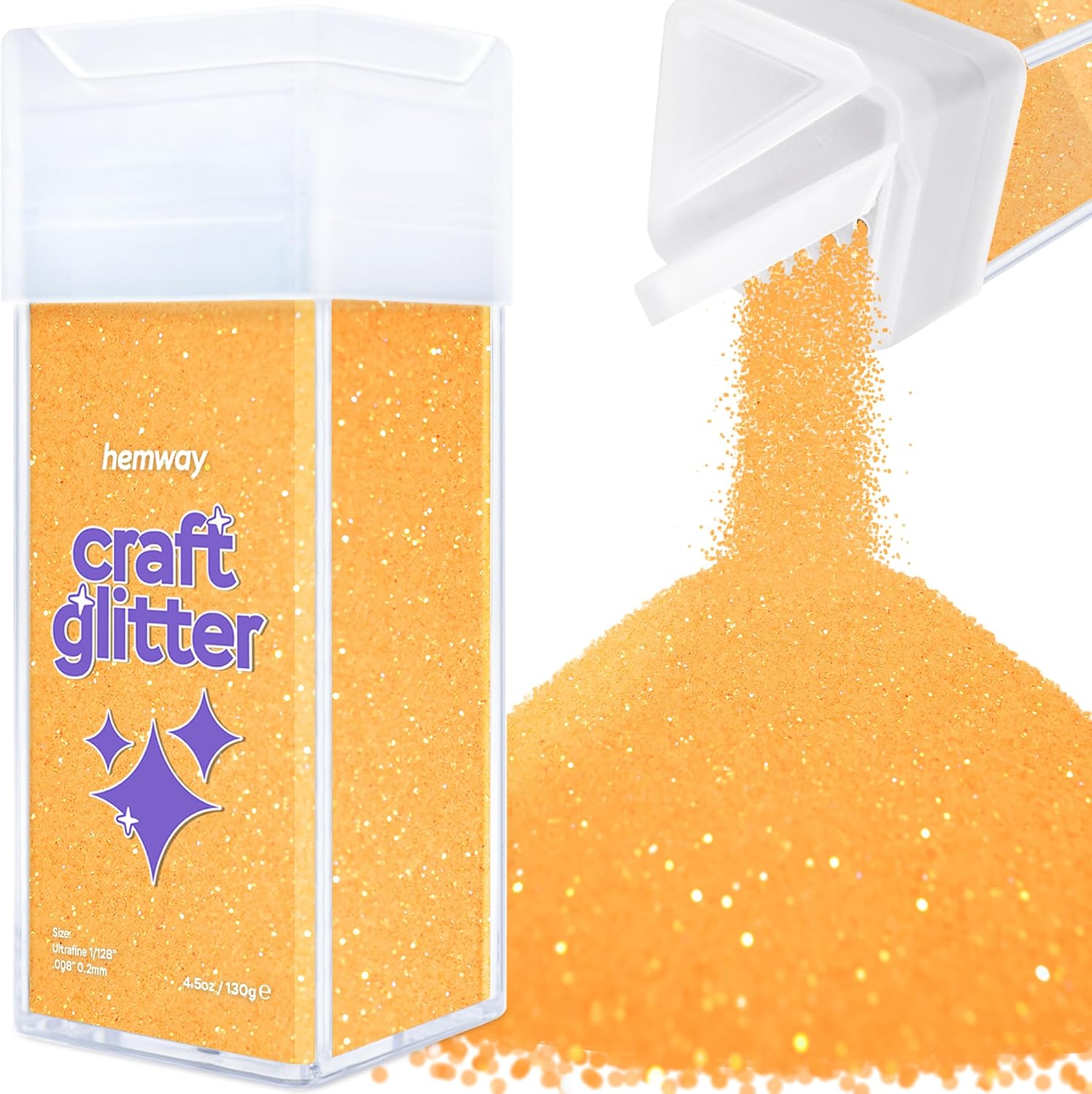Detalle de Hemway Glitter Shaker Fluorescent Orange Ultrafine 130g