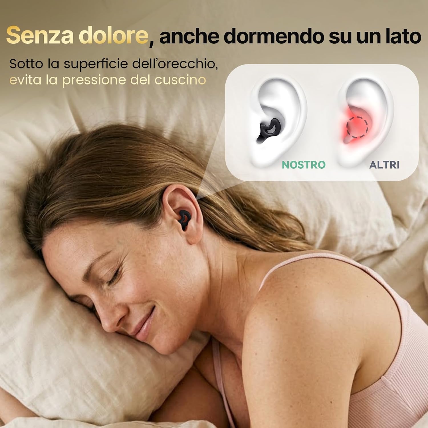 Detalle de Tappi orecchie dormire protettivi uditivi fino a 40 dB in silicone morbido per notti tranquille
