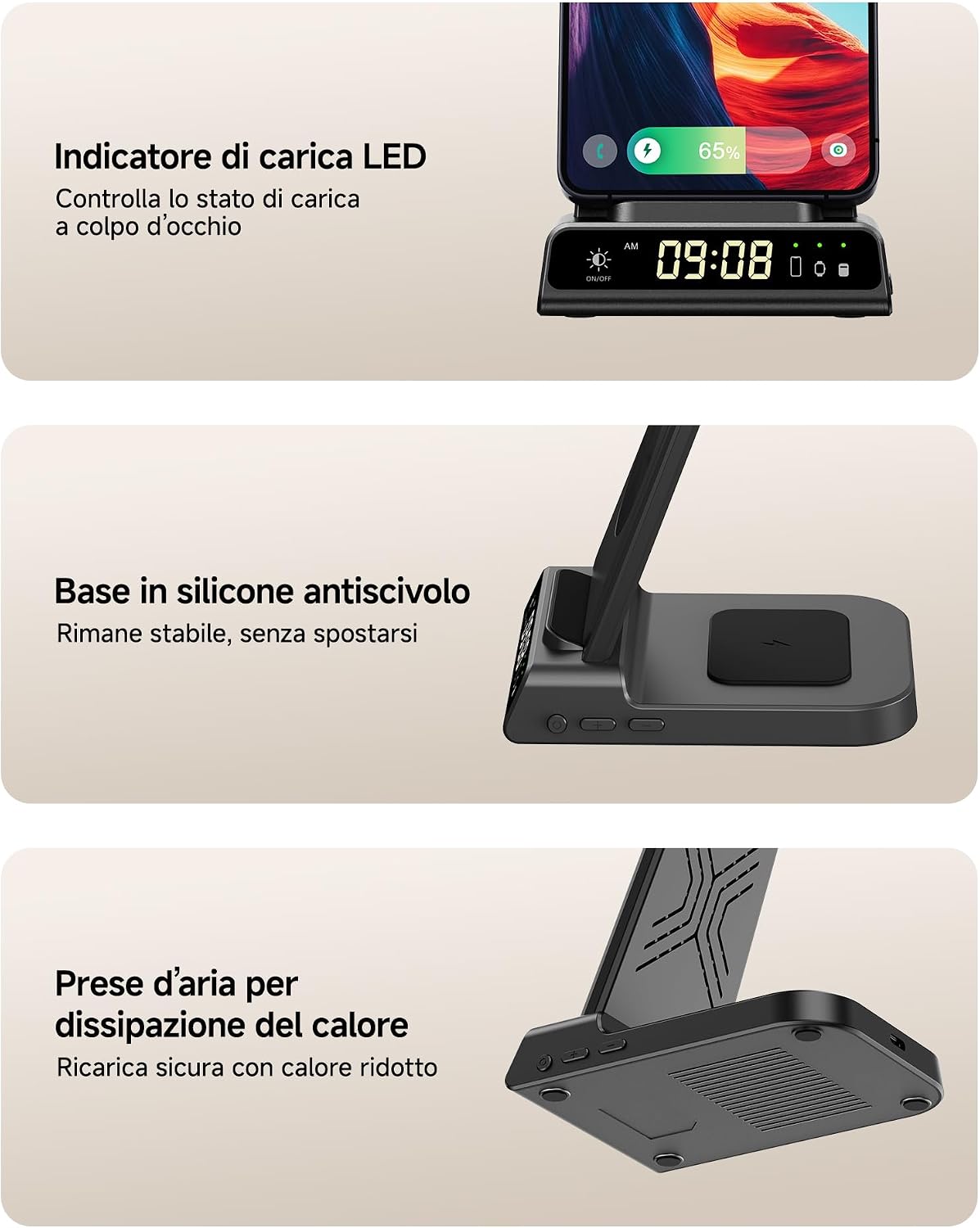 Thumbnail 4 de Caricabatterie wireless 3‑in‑1 per Samsung S25 Ultra