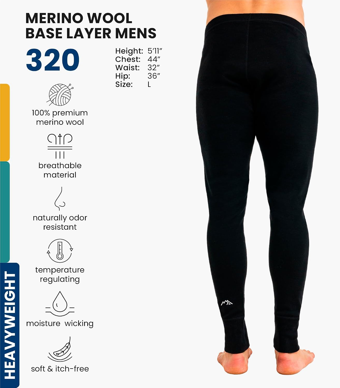 Thumbnail 1 de Merino Wool Base Layer Bottoms for Men — 100% Merino Heavyweight/Midweight/Lite Thermal Underwear