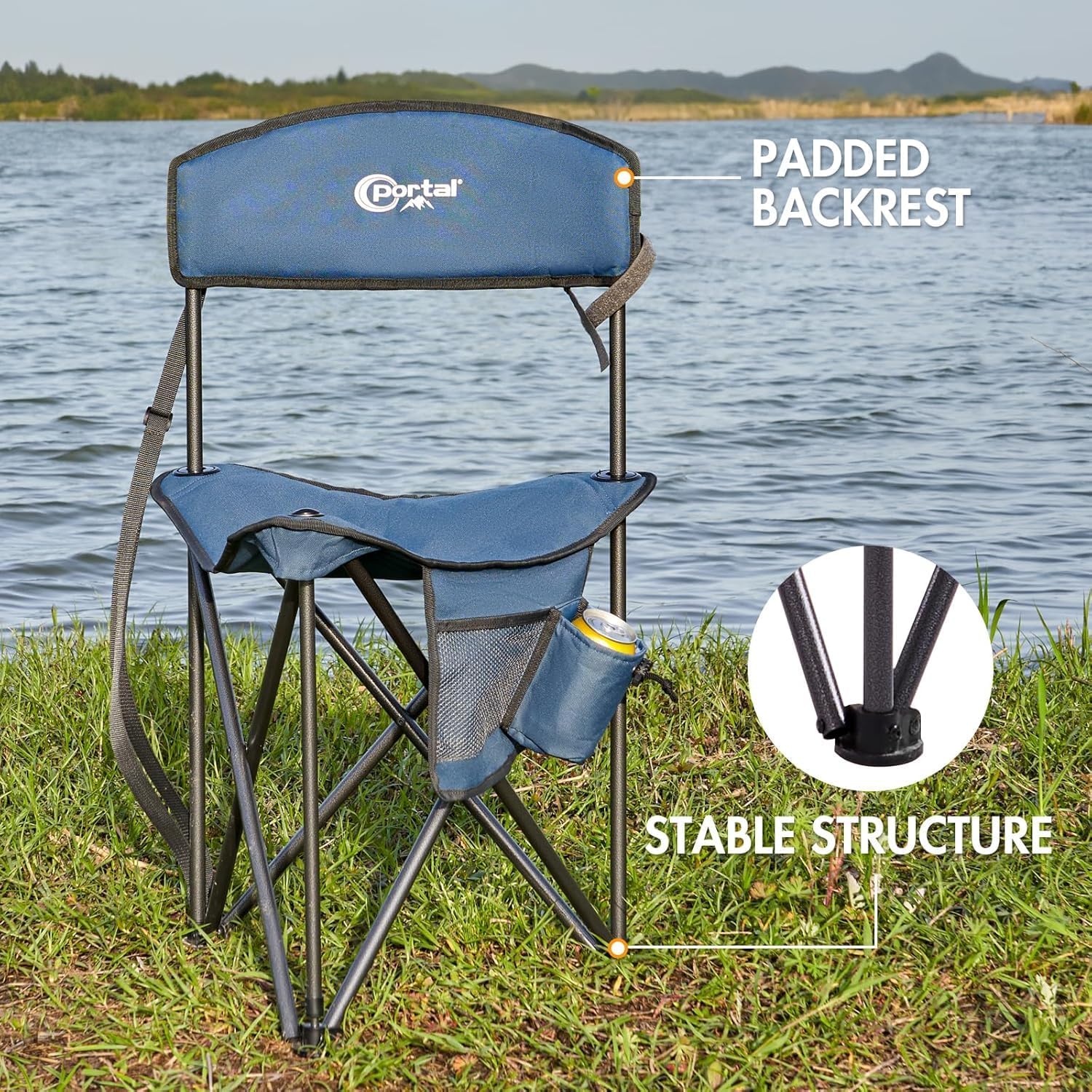 Thumbnail 3 de Portal Folding Camping Stool with Backrest Portable Collapsible Seat (Lightweight Travel Chair)