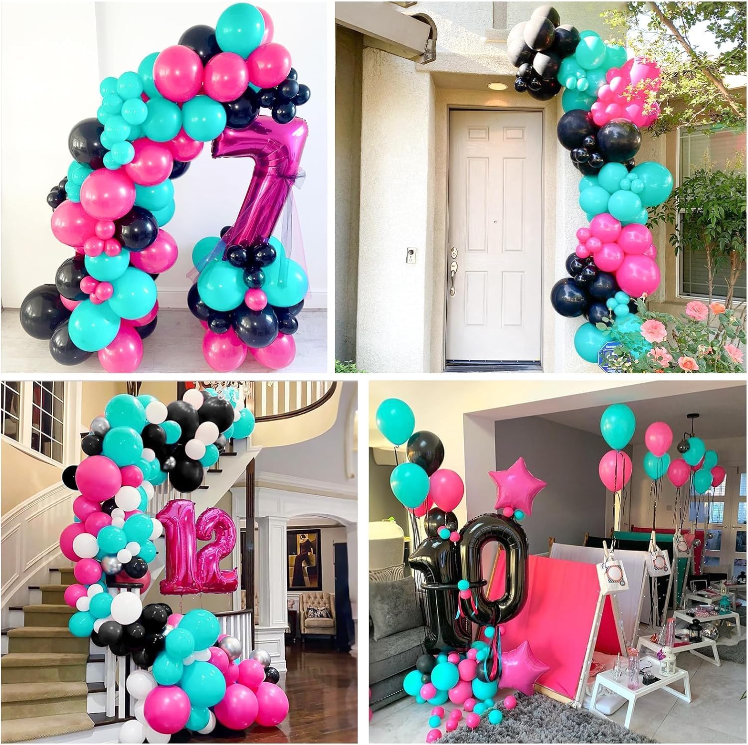 Detalle 2 de Disco Musik Thema Luftballons – Rosarot, Blau, Schwarz – Party Dekoration für Karaoke, 80er/90er Disco Theme