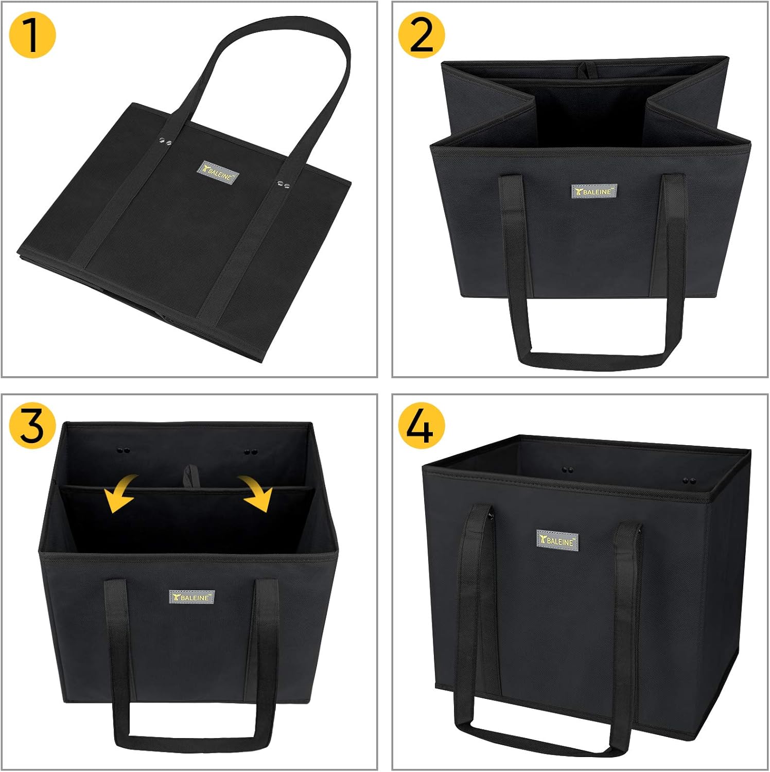 Thumbnail 6 de BALEINE 3Pk Reusable Grocery Bags: Foldable, Reinforced, and Ready for Stress-Free Shopping