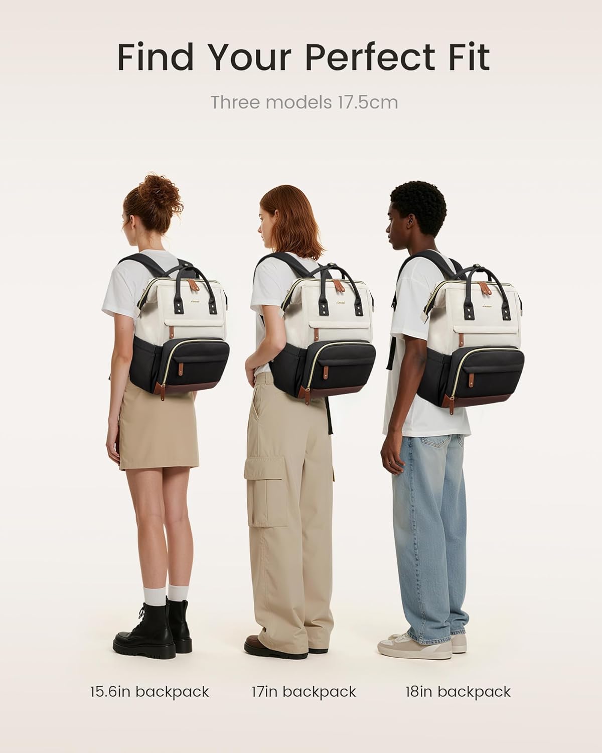 Detalle de LOVEVOOK Sac à dos étanche pour femme – 15,6 ou 17,3 pouces, USB intégré, organisation optimisée