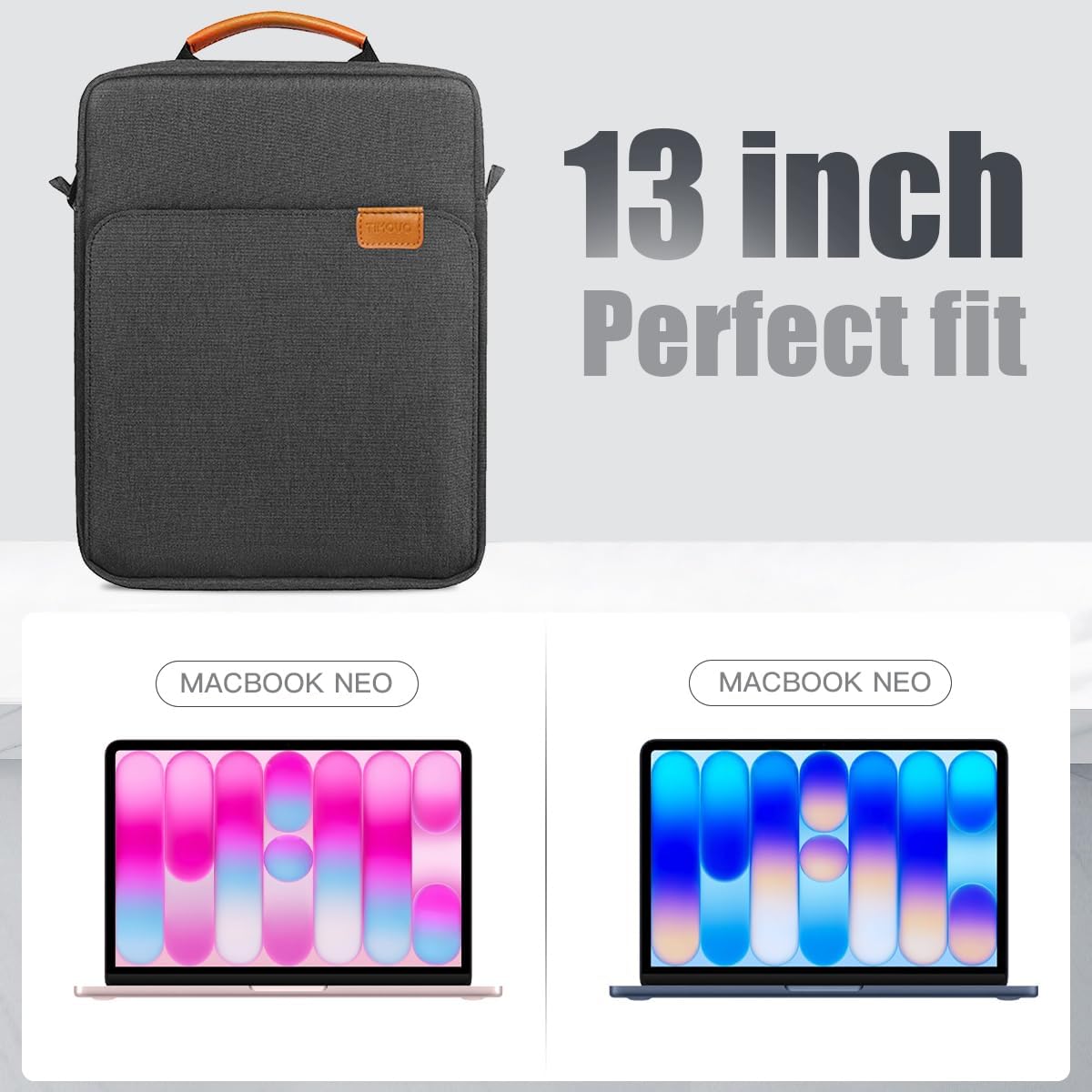 Detalle 2 de TiMOVO Laptop Sleeve Bag for MacBook Neo 13-inch (2026 Model A3404) – Black & Grey