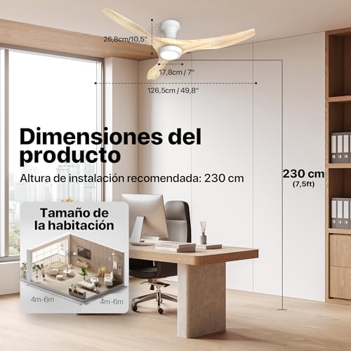 Thumbnail 7 de Ensenior Ventilador de Techo con Luz Silencioso 126 cm: rendimiento eficiente y luz en 3 colores