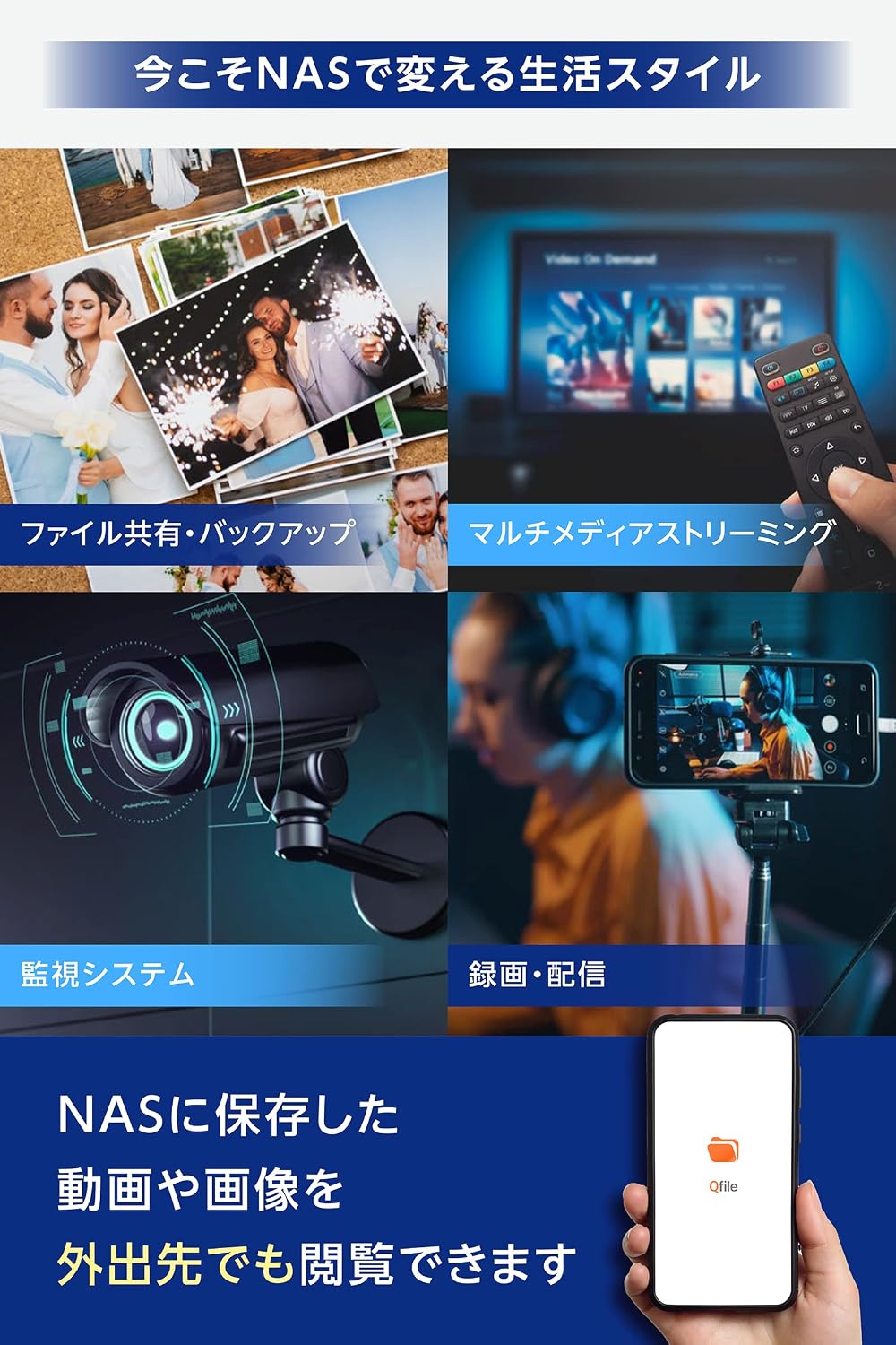 Detalle 2 de QNAP TS-433/AZ 4ベイNASキット、スナップショット対応・2.5GbE搭載