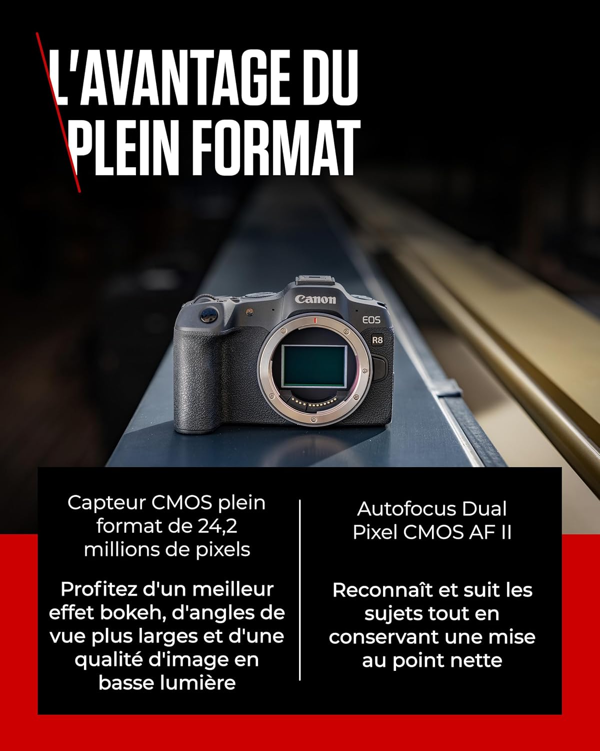 Thumbnail 2 de Canon EOS R8 : appareil photo hybride full-frame 24,2 Mpx avec Dual Pixel AF II et 4K