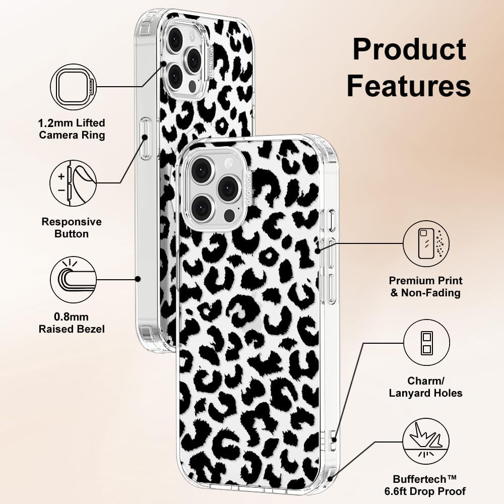 Thumbnail 5 de MOSNOVO Case for iPhone 12 & 12 Pro — Buffertech 6.6ft Drop Protection, Clear TPU Bumper, Black Leopard Print