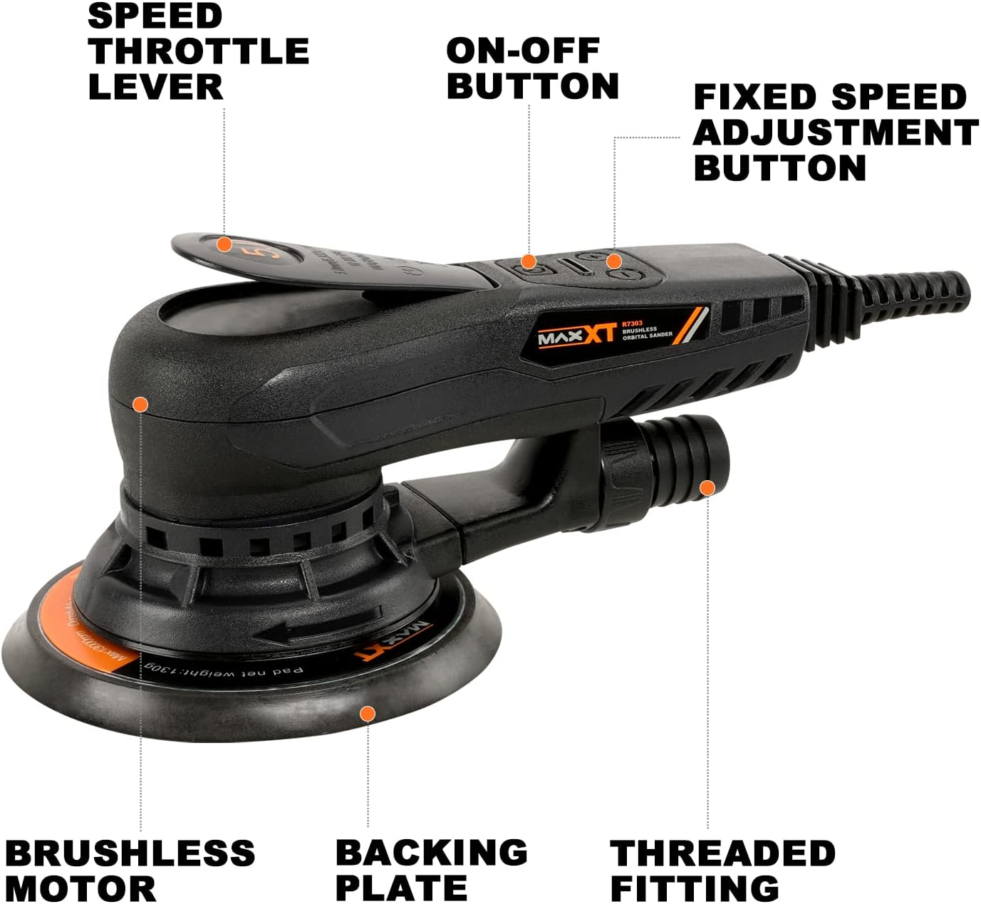 Thumbnail 6 de MAXXT Brushless 5.0mm Random Orbital Sander | 230V Multi-Function with 10 Discs