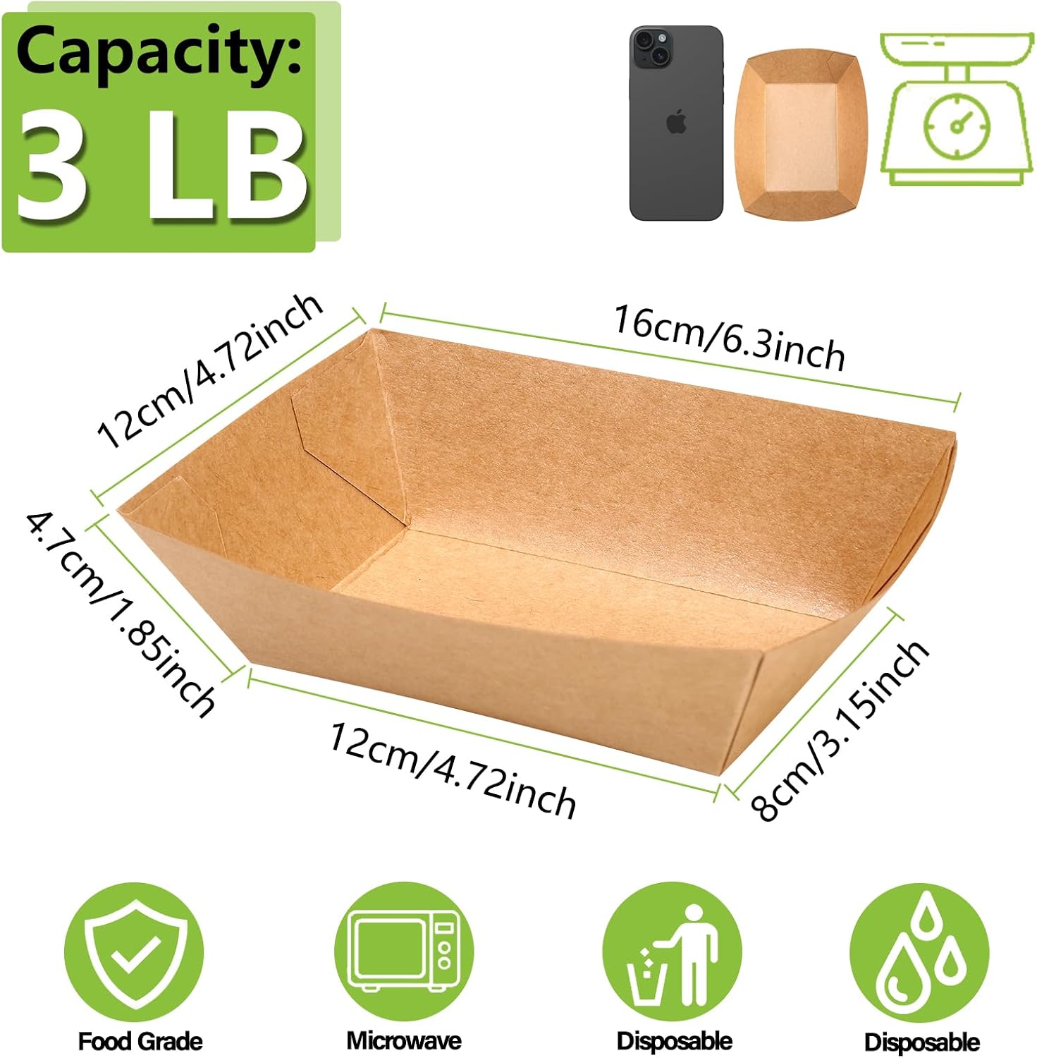 Detalle de PULOSPACK Paper Food Boats, 3 lb