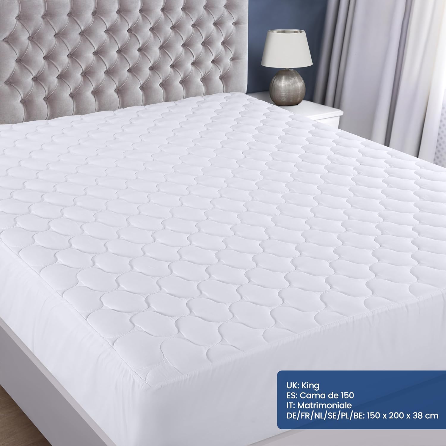 Thumbnail 5 de Copri-materasso trapuntato impermeabile Utopia Bedding 150 x 200 cm, per materassi fino a 38 cm di profondità