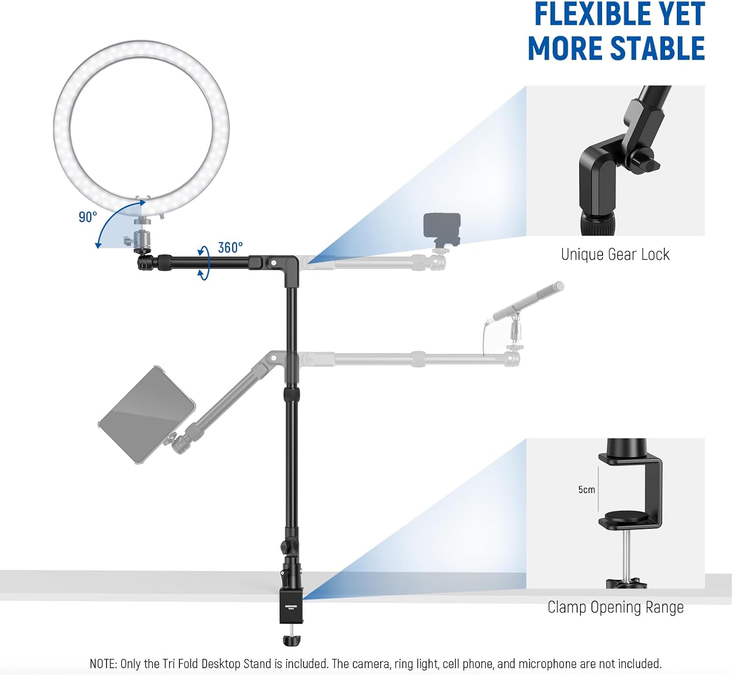 Thumbnail 2 de NEEWER DS023 45.5" Overhead Camera Desk Stand with 4-Section Magic Mic Boom Arm