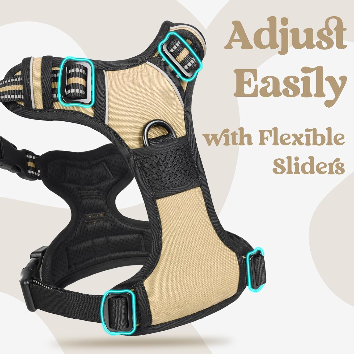 Thumbnail 3 de rabbitgoo Dog Harness for Large (XL) — No-Pull Adjustable Soft Padded Vest with 3 Buckles, Reflective Strips & Control Handle