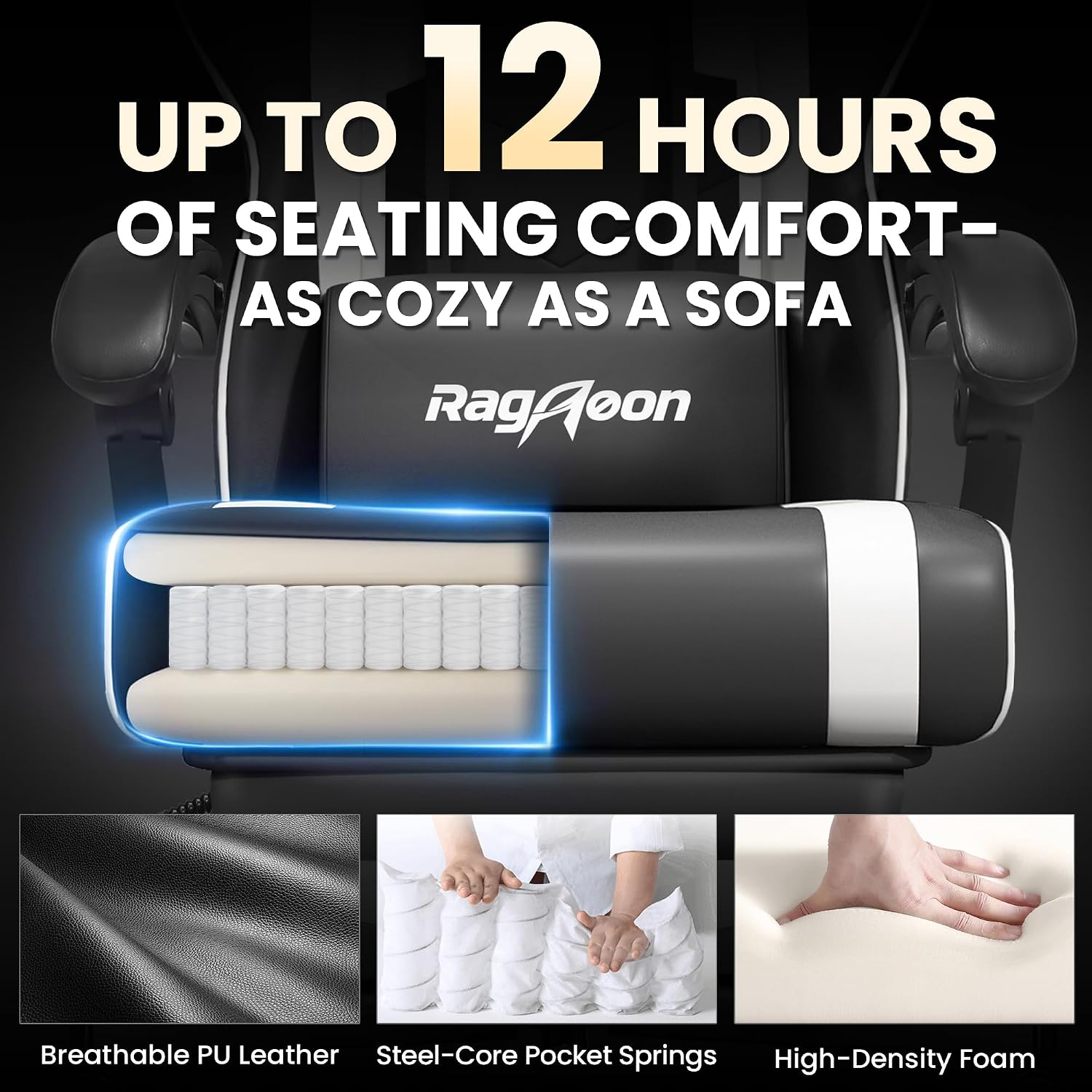 Detalle 2 de JECQCUPG Gaming Chair 51cm Wide Seat
