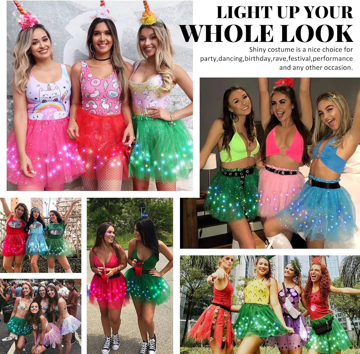 Thumbnail 4 de Jupe tulle LED Kefiyis pour femme et adolescentes (tutu lumineux, 9 couleurs)
