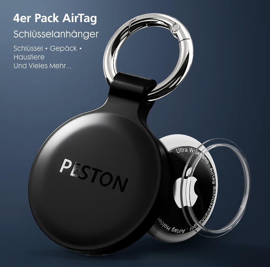 Detalle de AirTag-Schlüsselanhänger mit wasserdichter Hülle (4er-Set) – 360° stoßfester Rundumpanzer für Apple AirTag