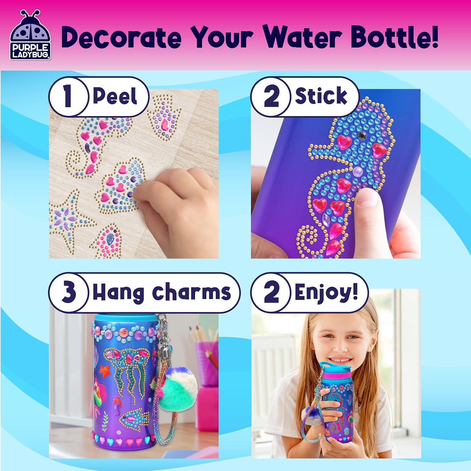 Detalle 1 de Mermaid Water Bottle Craft Kit, Aluminum