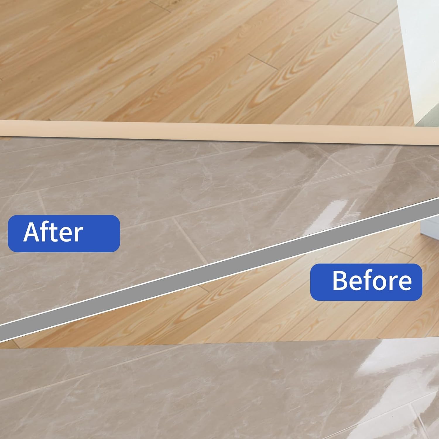 Detalle de Zayejod py926 PVC Floor Transition Strip, 1.2m Self-Adhesive, Yellowish Beige