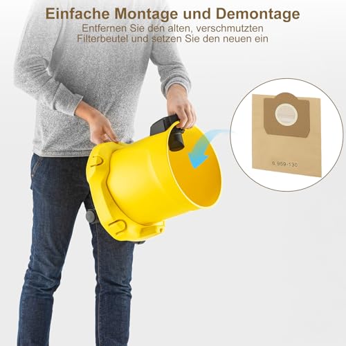 Detalle de 5 Stück WD3 Staubsaugerbeutel für Kärcher 6.959-130.0 von Fishoney – kompatibel mit WD3/SE4001/SE4002