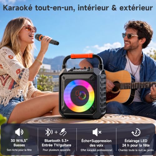 Thumbnail 6 de JYX Machine de Karaoké pour Adultes — Enceinte Bluetooth 80W avec 2 Micro Sans Fil et Éclairage Multicolore