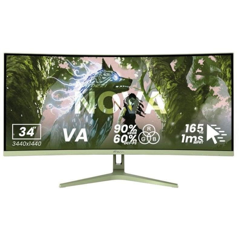 Detalle de Arozzi Nova Curved 34" UltraWide QHD 165Hz VA y 1ms, monitor gaming verde
