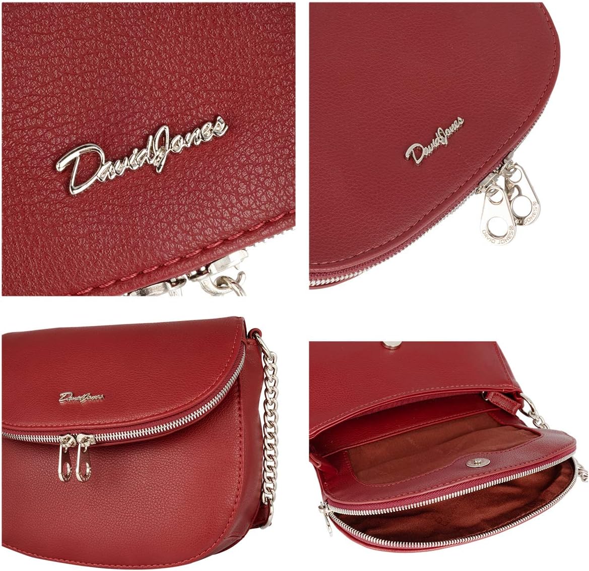 Thumbnail 4 de David Jones petite besace femme en PU rouge à rabat et chaînes