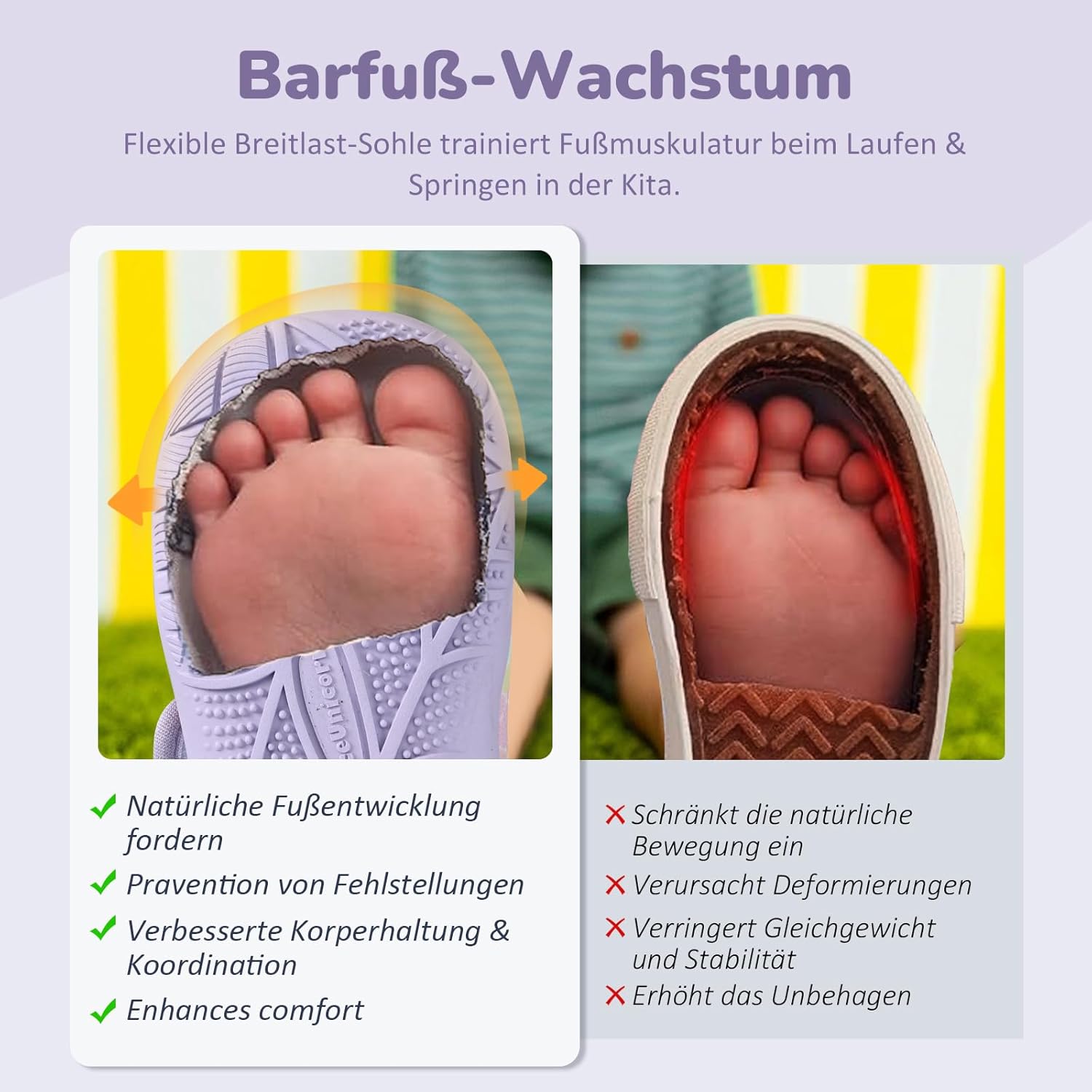 Detalle de IceUnicorn Hausschuhe Kinder Barfußschuhe – atmungsaktiv, rutschfest und bequem