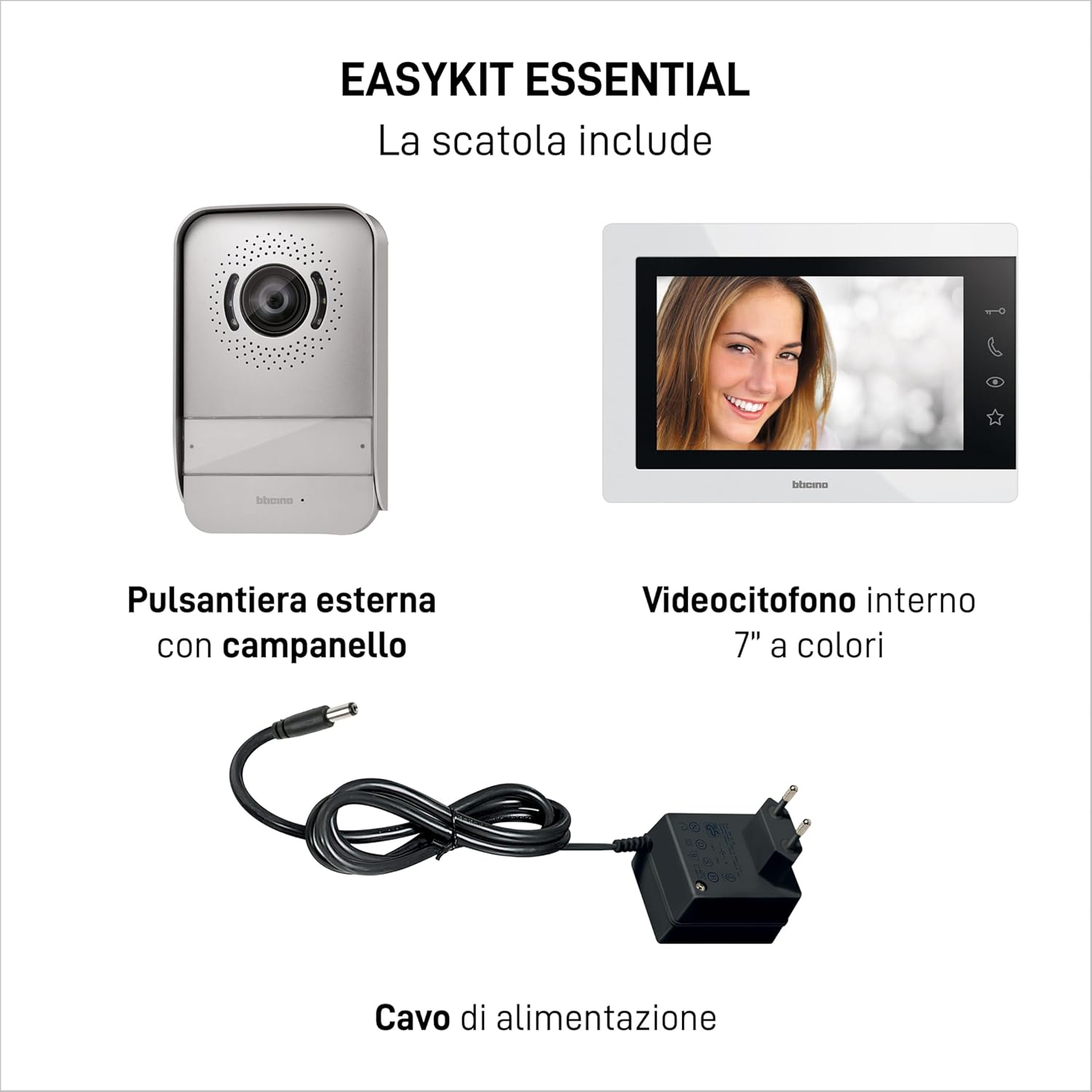 Detalle de BTICINO 317913 Videocitofono Easykit Essential: kit monofamiliare espandibile, monitor 7'' e pulsantiera esterna