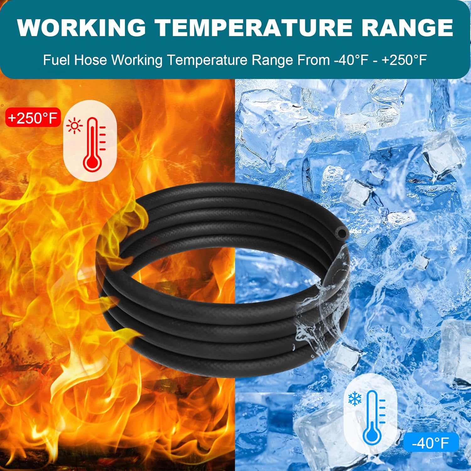 Detalle 2 de 3/8 in (10mm) ID Fuel Line Hose — 10 FT 300 PSI Push Lock NBR Rubber Hose for Automotive