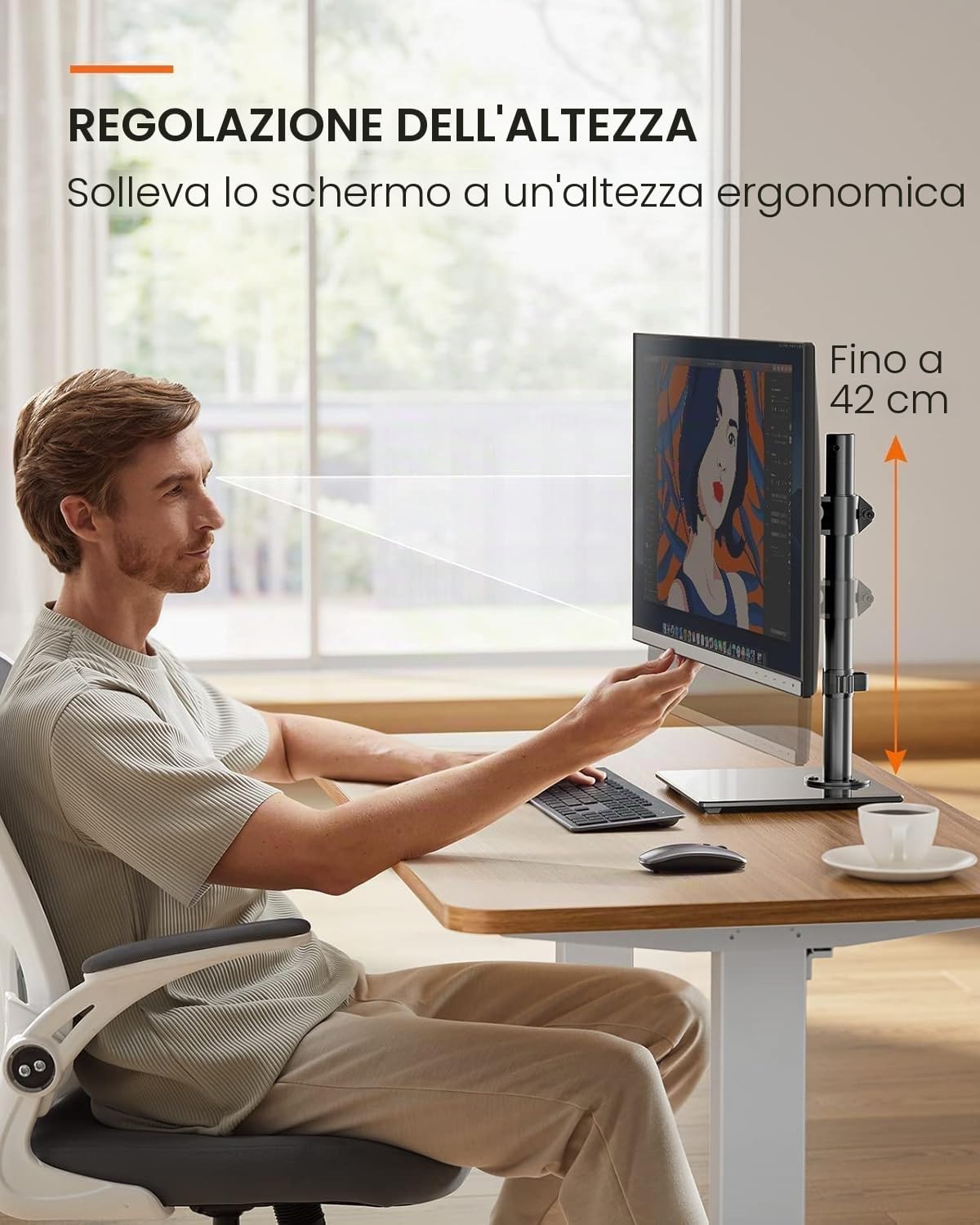 Detalle 2 de ErGear Supporto per monitor 13–32" regolabile, VESA 75/100