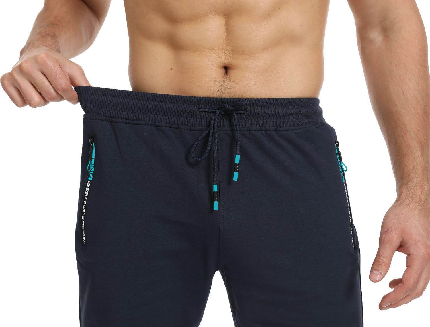 Detalle de JustSun Short Homme Sport Running – coton léger avec poches zippées