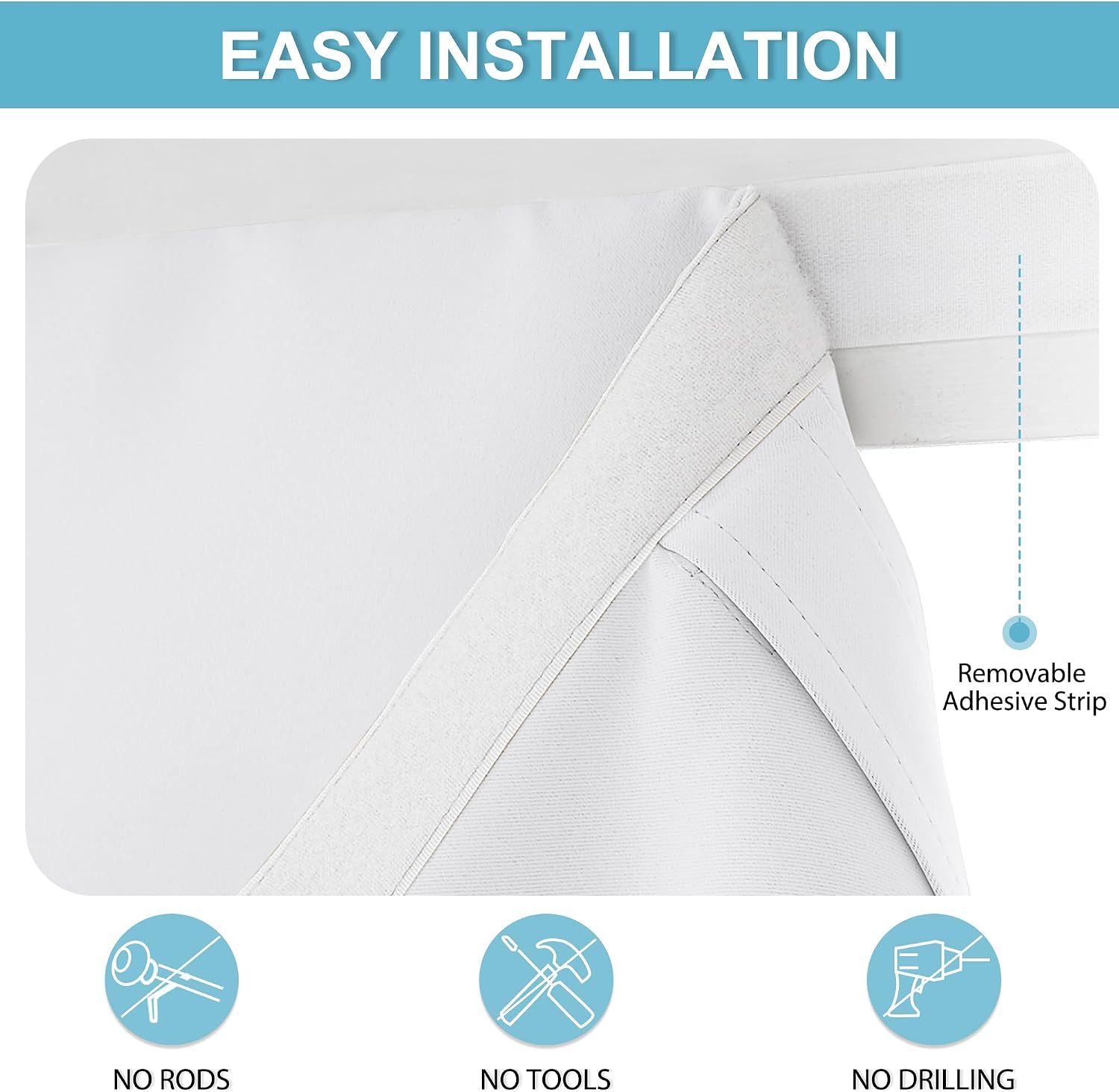 Detalle de RYB HOME Curtains20260419 Blackout Door Curtain, 26 x 80 Inch, White