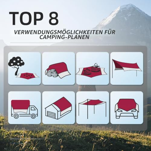 Detalle 2 de Forceatt Zeltplane 3,7 × 4,3 m – Ultraleichtes Tarp mit 8 Umreifungspunkten, Anti-UV & Wasserdicht