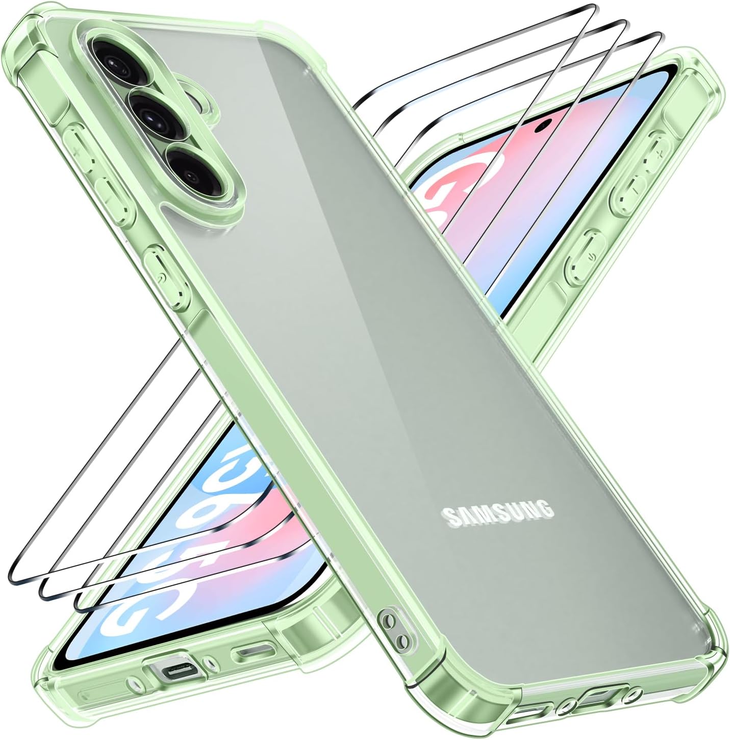 Detalle de iVoler Cover Trasparente Anti-Ingiallimento per Samsung Galaxy A56 5G – 2 Vetri Temperati + Paraurti TPU Morbido