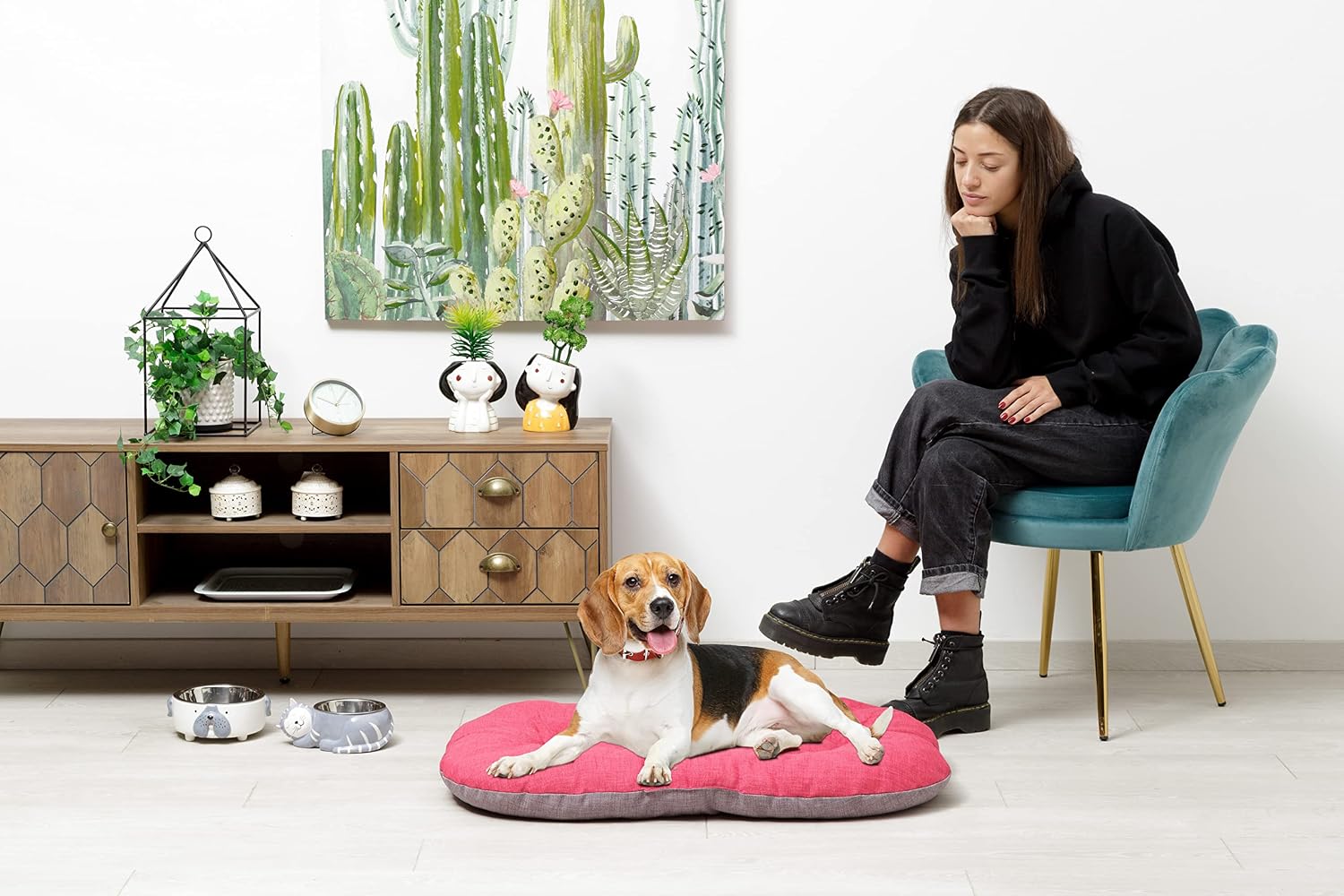Detalle 2 de Baroni Home Cuscino Ovale per Cani e Gatti Tessuto: comfort italiano in 4 taglie