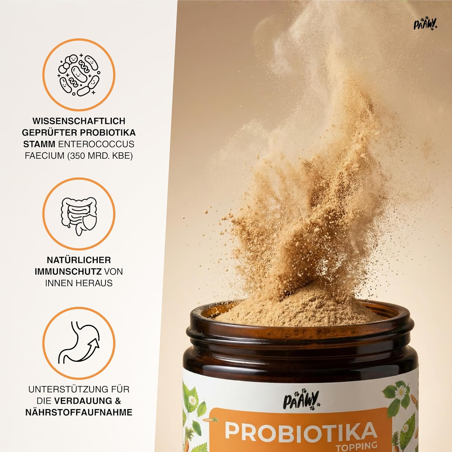 Thumbnail 4 de paawy Paawy Probiotika Hund – 10-in-1 Wirkstoff-Komplex mit Ulmenrinde & Moor als Futtertopping