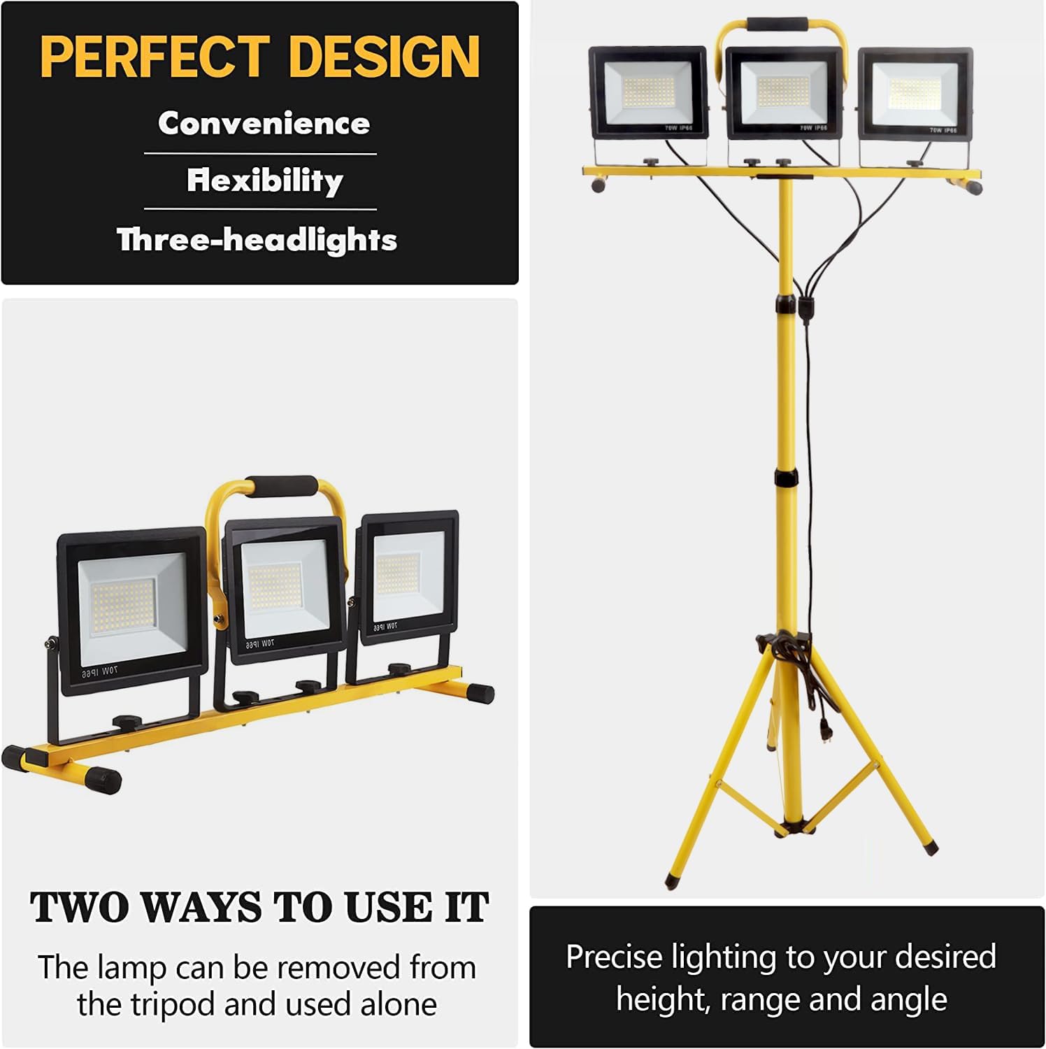 Detalle 2 de GUWELL 23-WL-02 Three-Head LED Work Light with Foldable Tripod