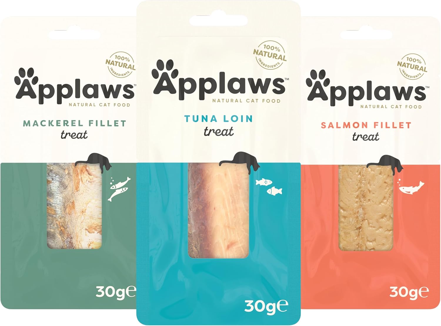 Applaws Friandise 100% Naturelle pour Chats et Chatons – Filets Sélectionnés, Pack Mixte 12 x 30 g