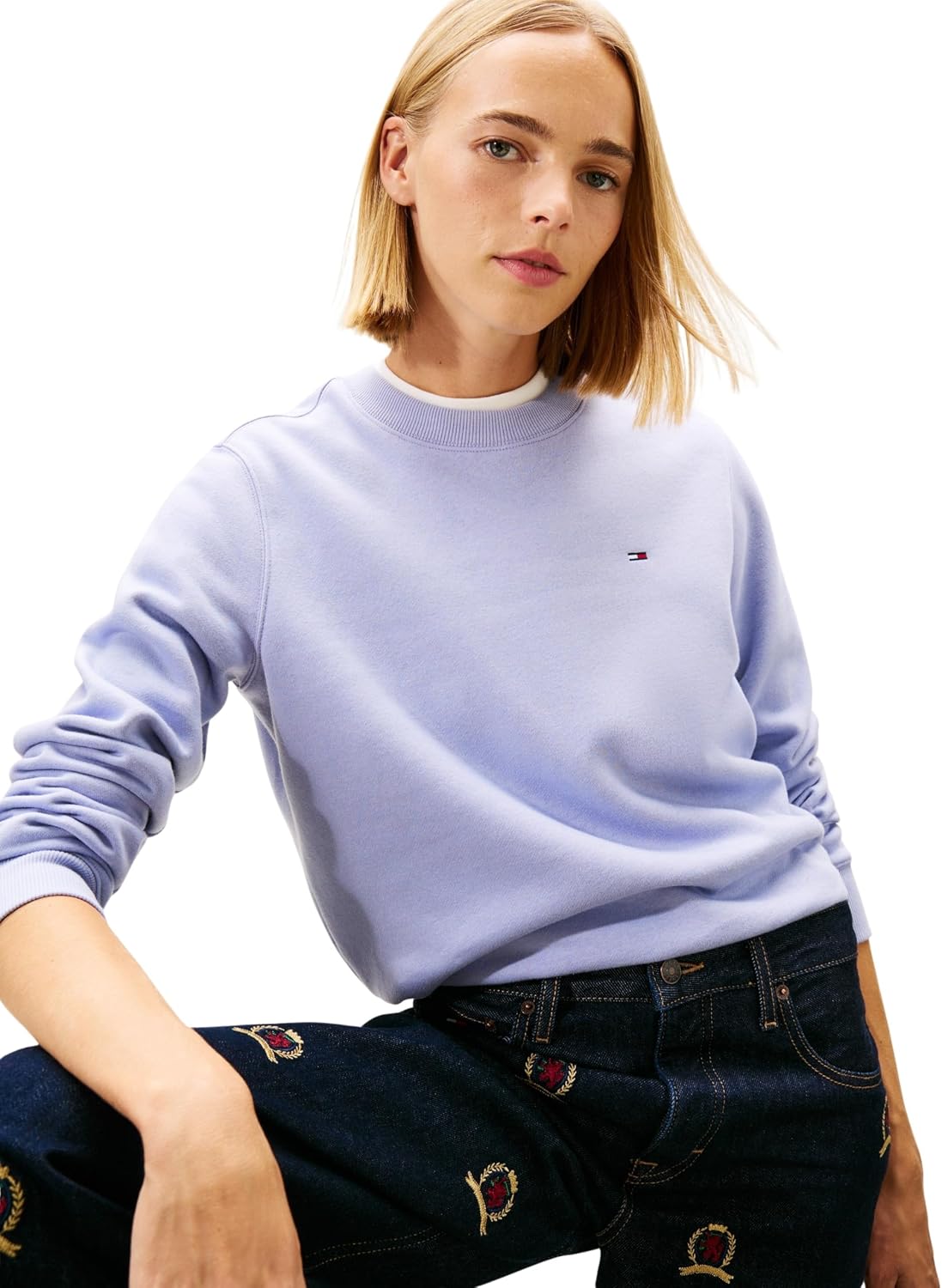 Detalle de Tommy Jeans Donna Pullover con Collo Rotondo – comfy e stile senza sforzo